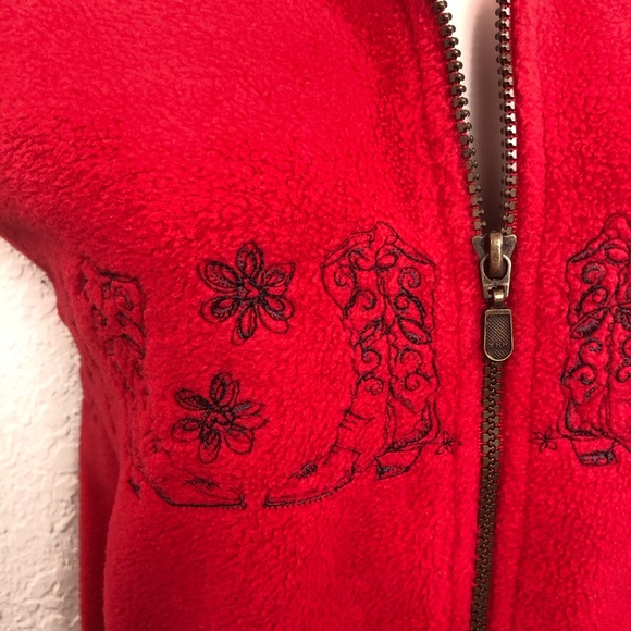 Line Two red fleece zip front western style vest - Picture 8 of 16
